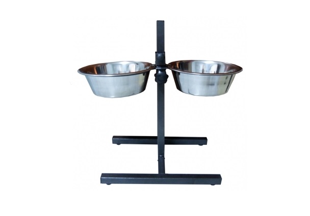 COMEDERO INOX BASE AJUSTABLE 2X21CM  PER-ROS