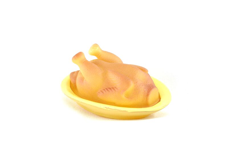 JUGUETE POLLO SERVIDO EN PLATO 12CM - PER-ROS