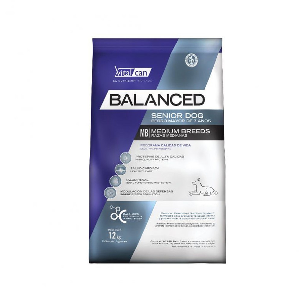 Vital Can Balanced Perro Senior Raza Mediana X 12 Kg.