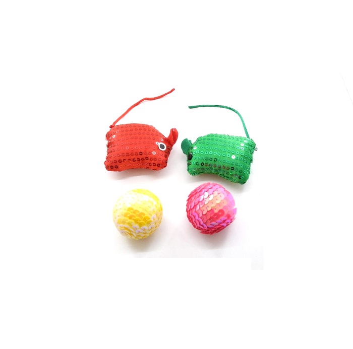 SET P/GATOS 2 C/U RATONES Y PELOTAS BRILLANTES - PER-ROS