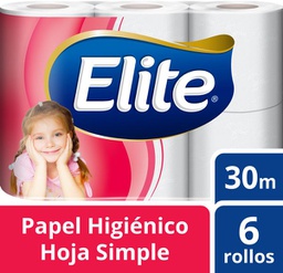 [ELITE H/S FLORX6 2416 -] Papel Higienico Elite Hoja simple 30 mts x 6 Unidades